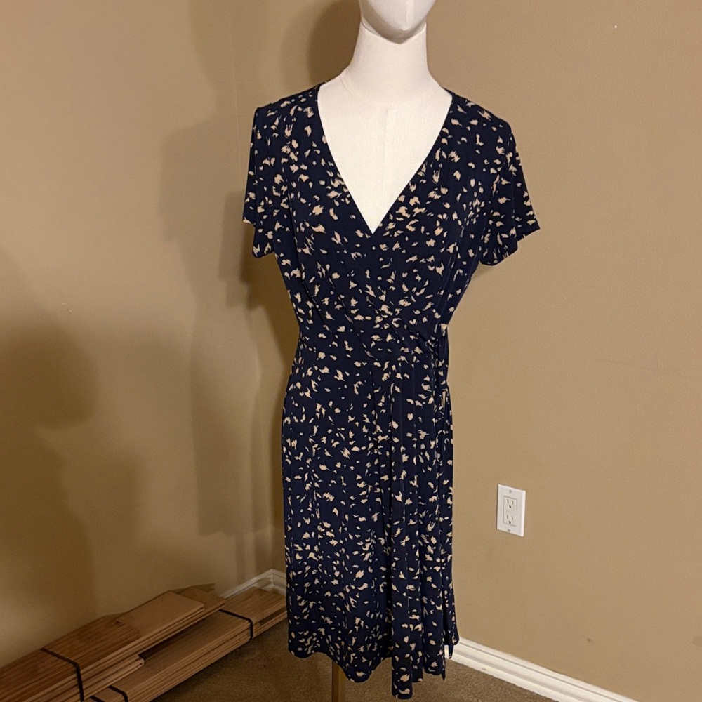 Kaileigh Navy and Cream Midi Dress